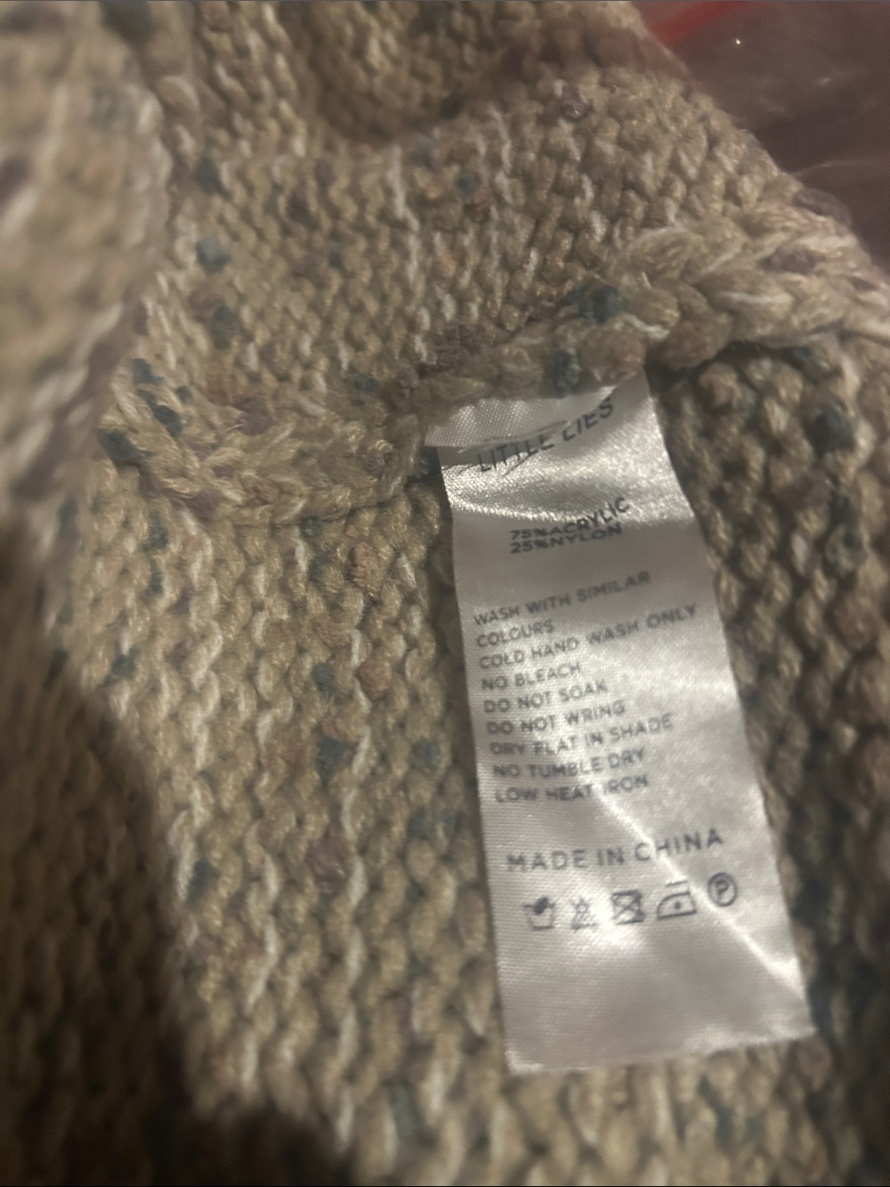 Little Lies Tan/Green Knit open Cardigan,size M/L - Picture 4 of 4